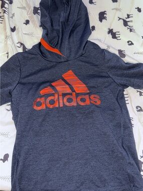 adidas Navy Hoodie with Bright Orange Logo